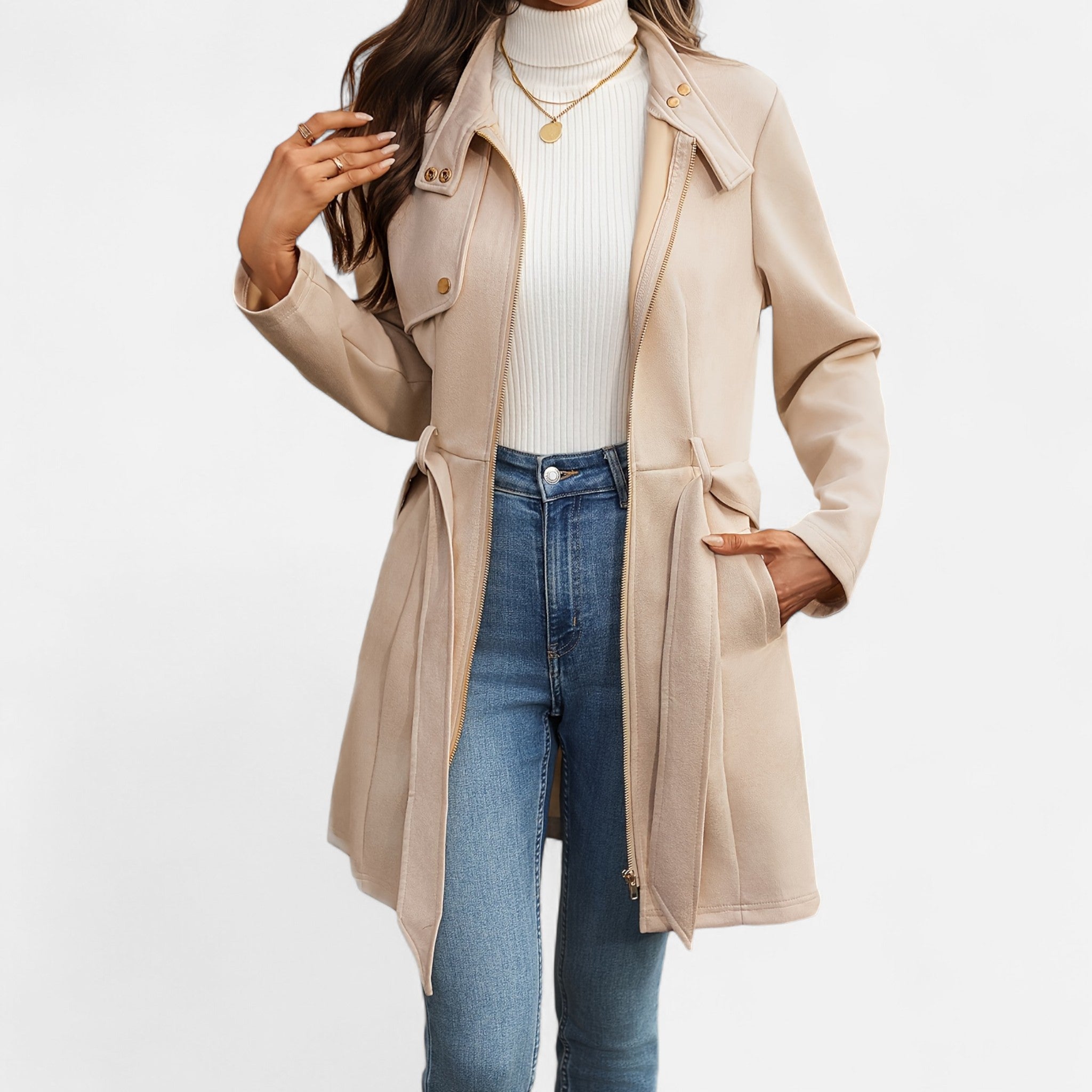 Oldevaine | Women’s Mid-Length Trench – Contemporary Elegance and Clean Lines