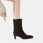 Oldevaine | Women’s High Block Heel Ankle Boots – Elegant Suede