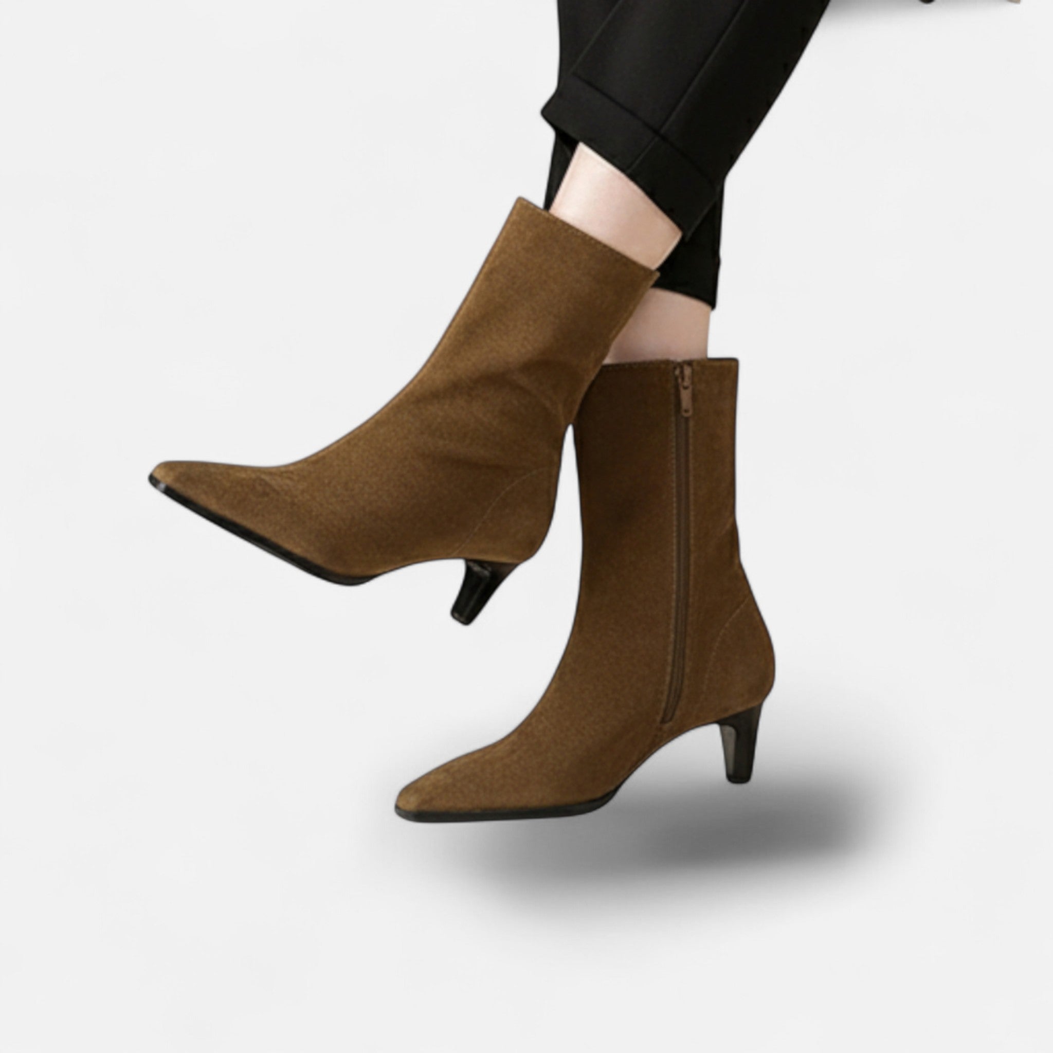 Oldevaine | Women’s High Block Heel Ankle Boots – Elegant Suede