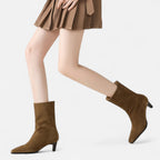 Oldevaine | Women’s High Block Heel Ankle Boots – Elegant Suede