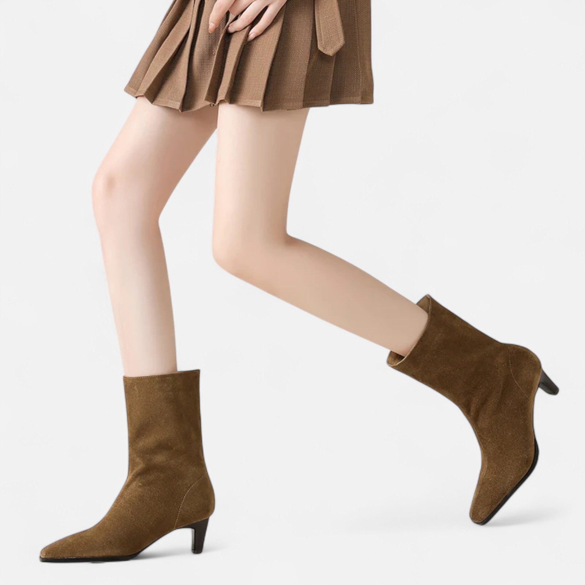 Oldevaine | Women’s High Block Heel Ankle Boots – Elegant Suede