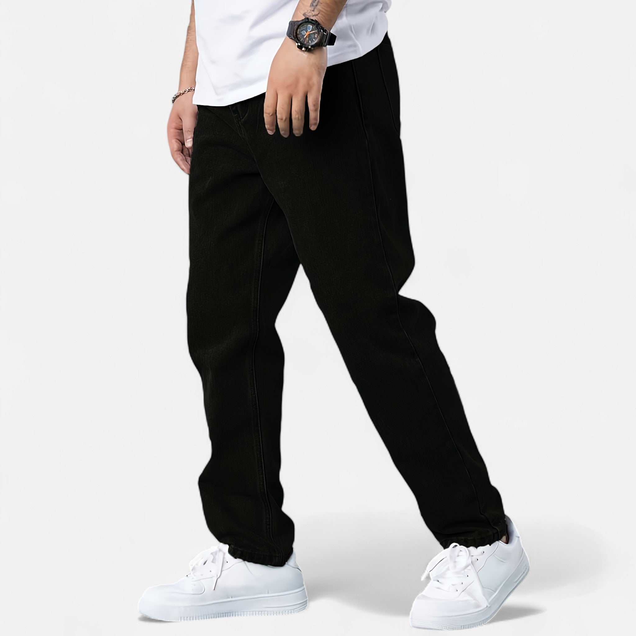 Oldevaine | Black Washed Straight Jeans – Strength and Elegance