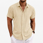 Oldevaine | Men’s Short Sleeve Button-Up Shirt Casual Turn-Down Collar