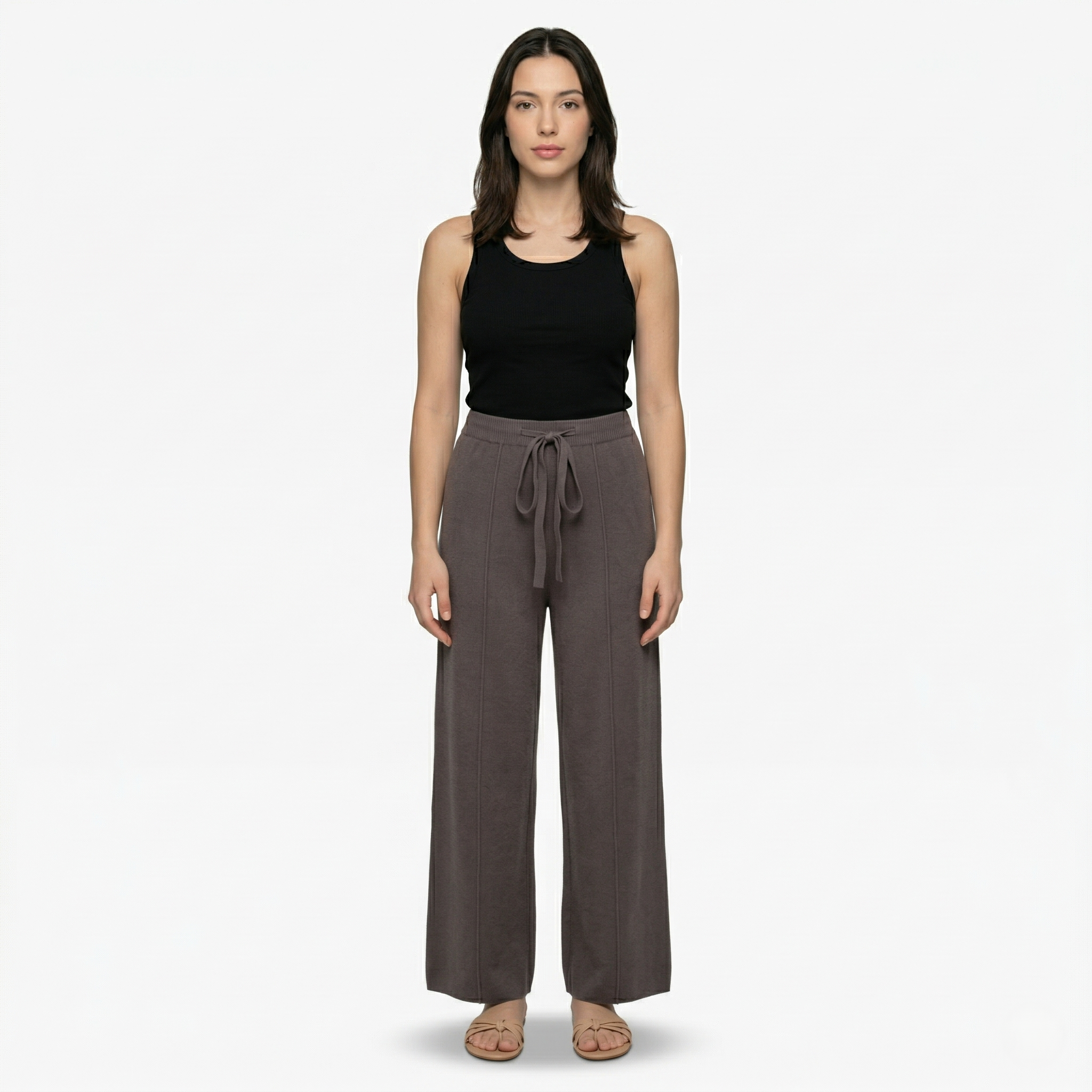 Oldevaine | Knit Wide Leg Trouser High Waist Drawstring
