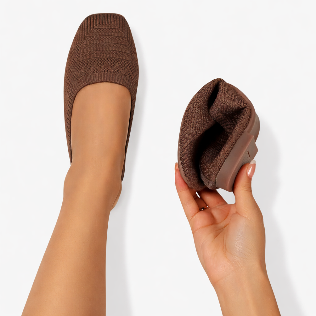 Oldevaine | Women’s Knit Slip-On Square Toe Casual Flat Shoes