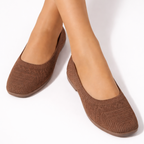 Oldevaine | Women’s Knit Slip-On Square Toe Casual Flat Shoes