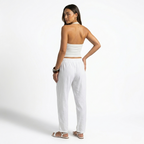 Oldevaine | Ribbed Halter Neck Backless Fitted Tank Top