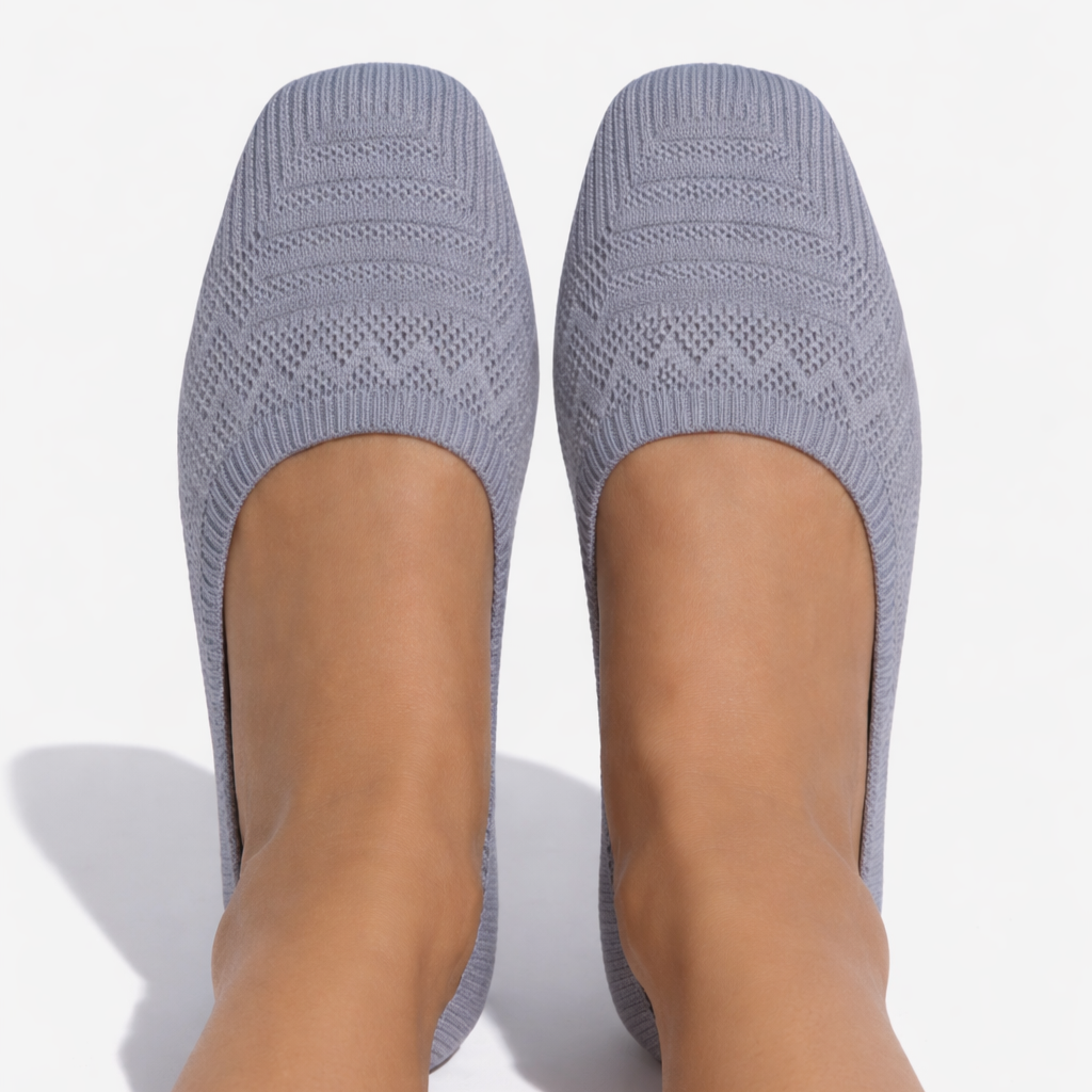 Oldevaine | Women’s Knit Slip-On Square Toe Casual Flat Shoes