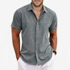 Oldevaine | Men’s Short Sleeve Button-Up Shirt Casual Turn-Down Collar