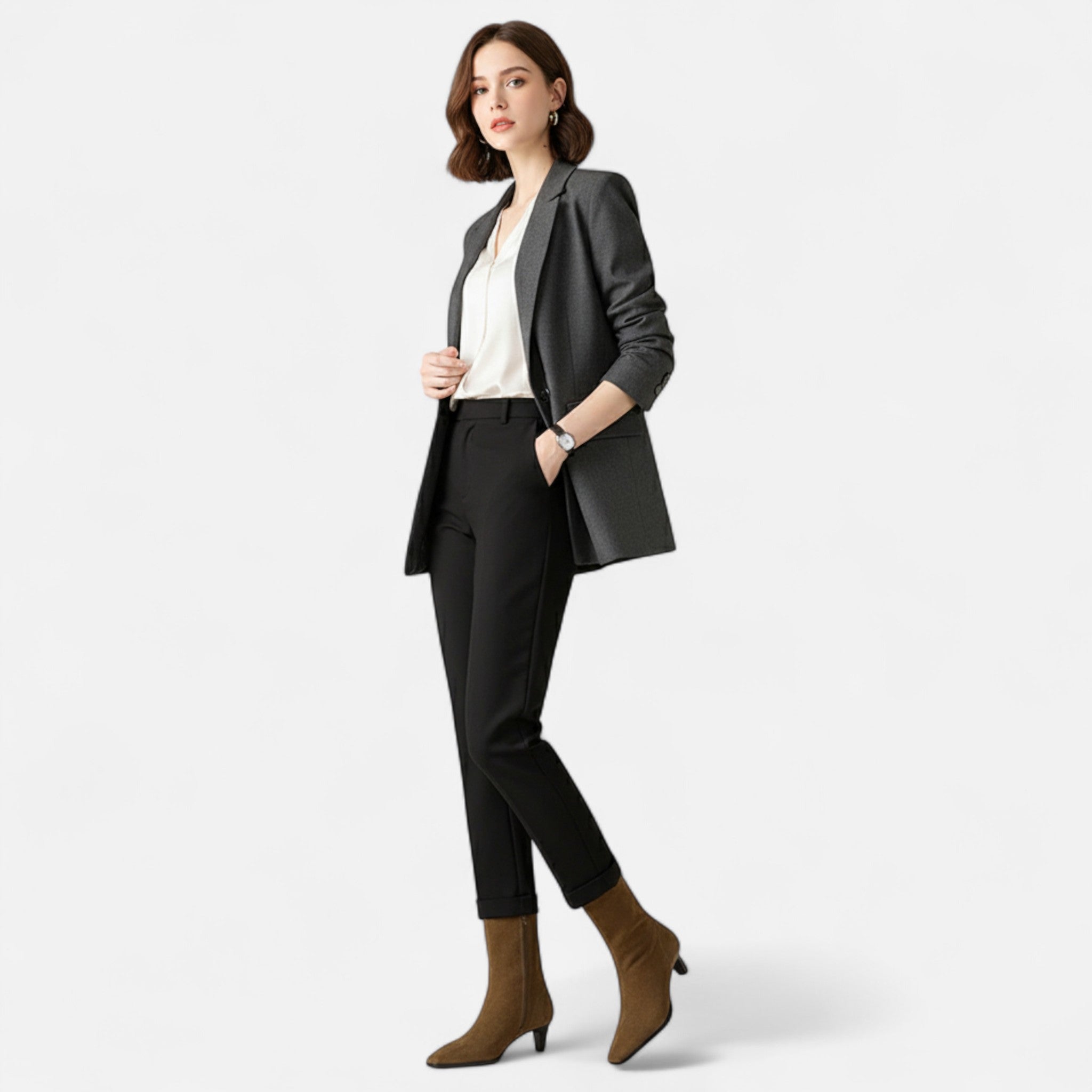 Oldevaine | Women’s High Block Heel Ankle Boots – Elegant Suede