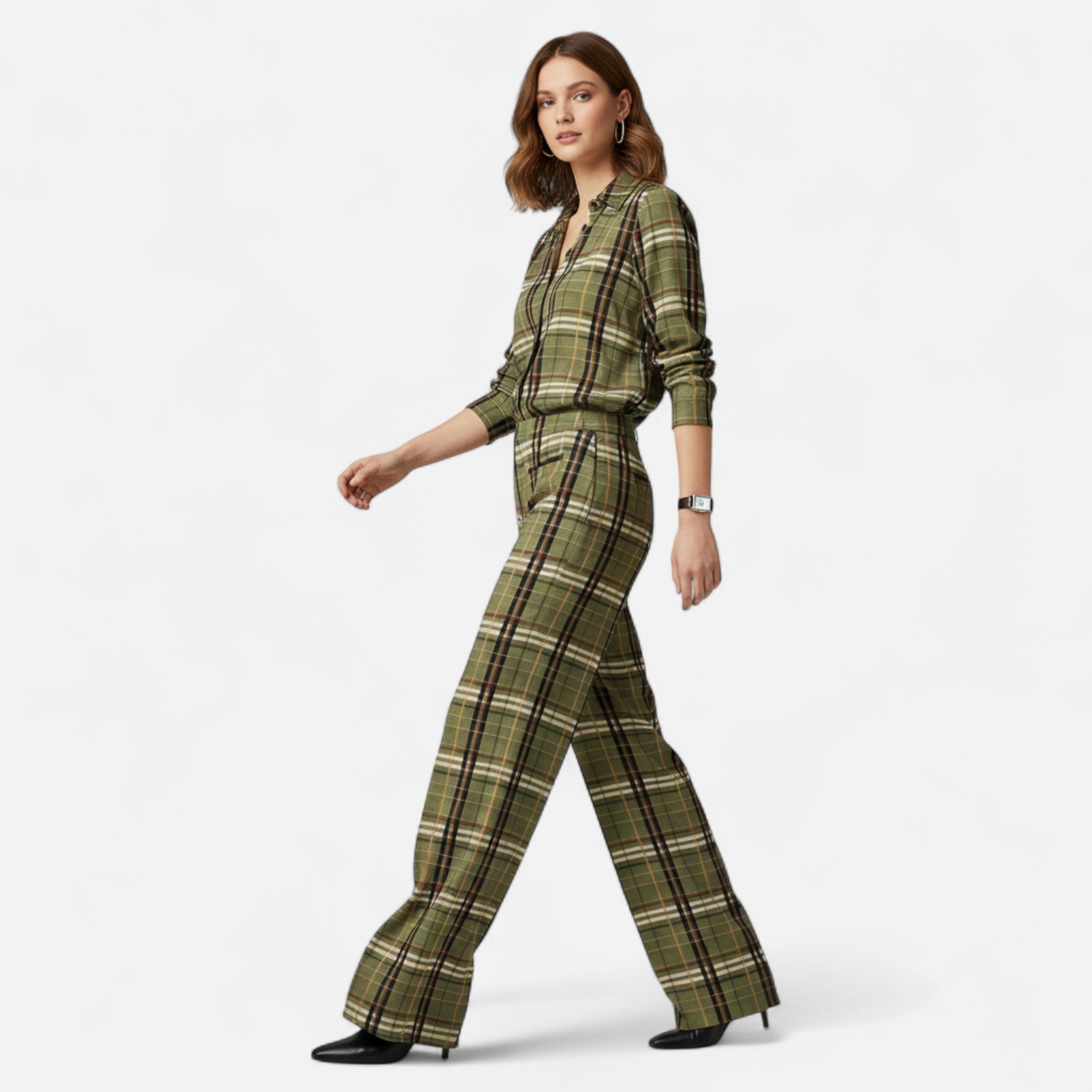 Oldevaine | Wide-Leg Plaid Trousers