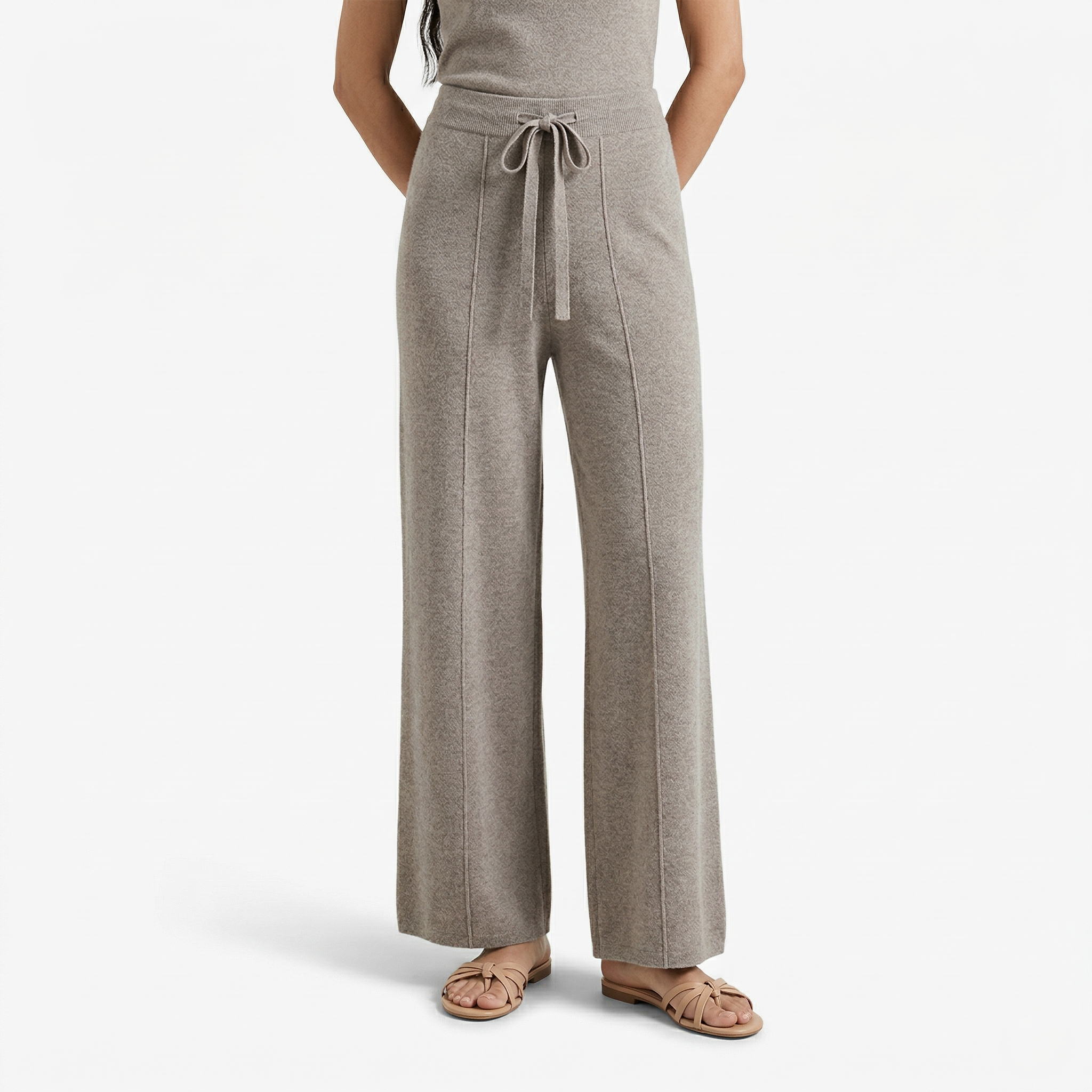 Oldevaine | Knit Wide Leg Trouser High Waist Drawstring
