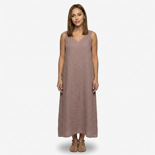 Oldevaine | Casual Sleeveless V-Neck Draped Maxi Dress
