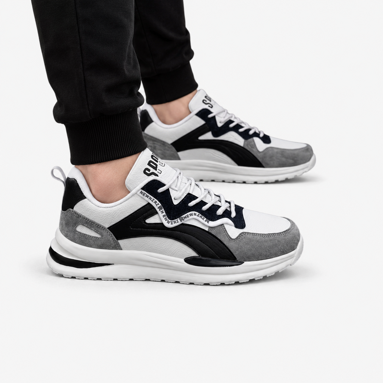Oldevaine | Men's Colour Block Lace Up Casual Trainers