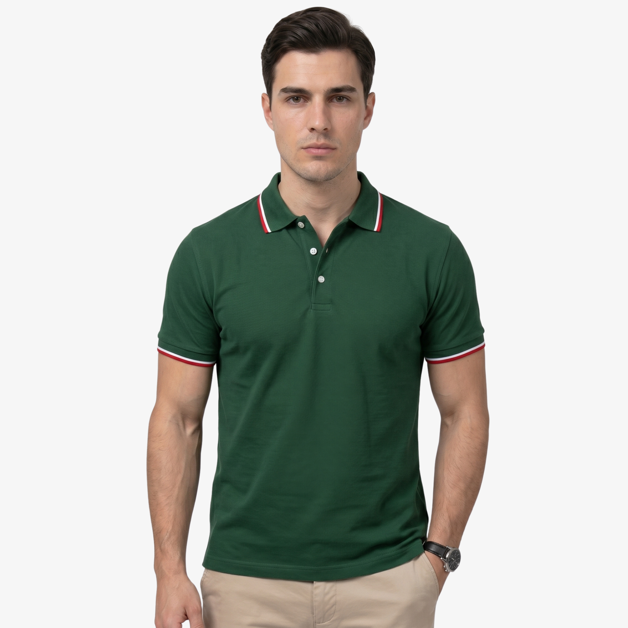 Oldevaine | Men's Contrast Trim Short Sleeve Polo Shirt