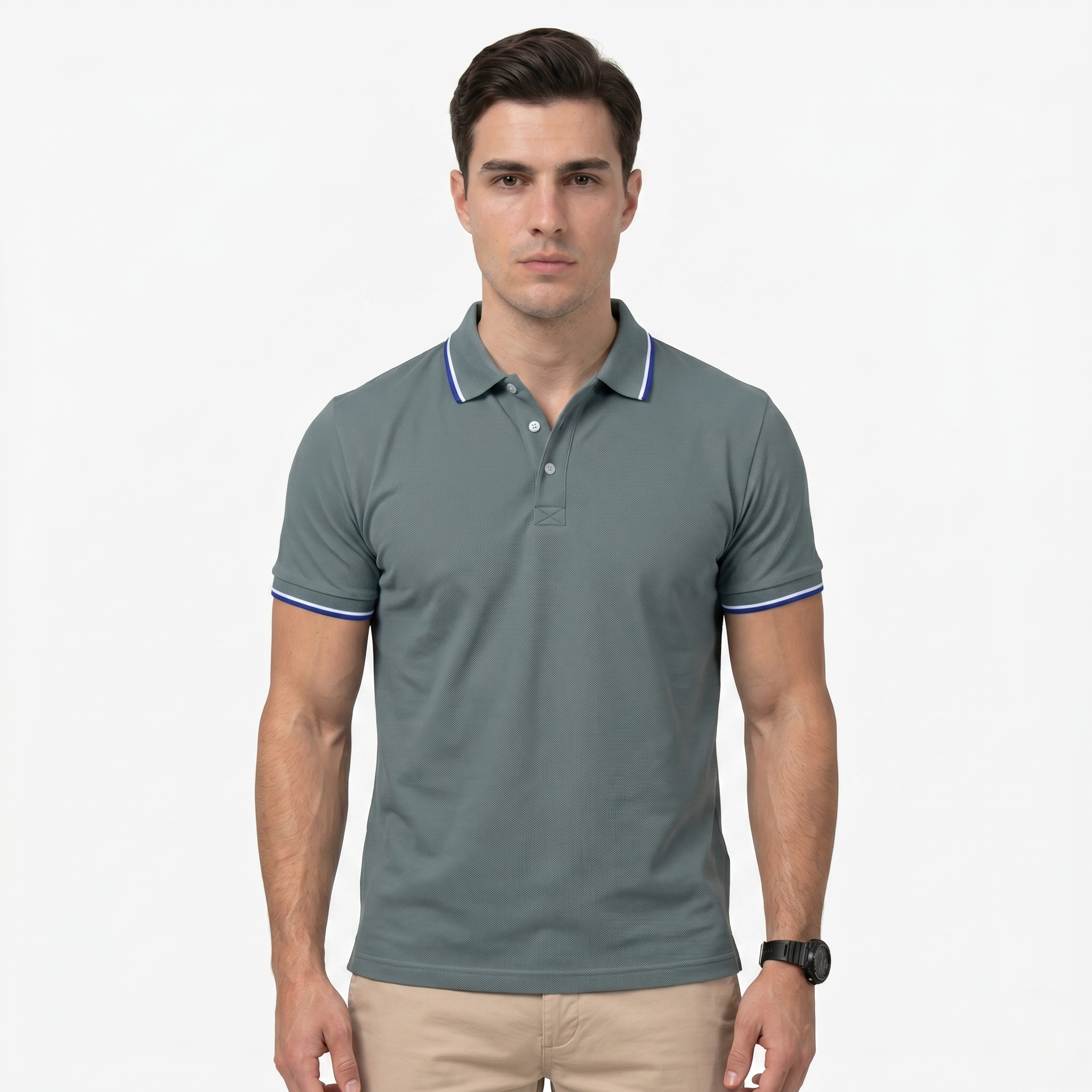 Oldevaine | Men's Contrast Trim Short Sleeve Polo Shirt