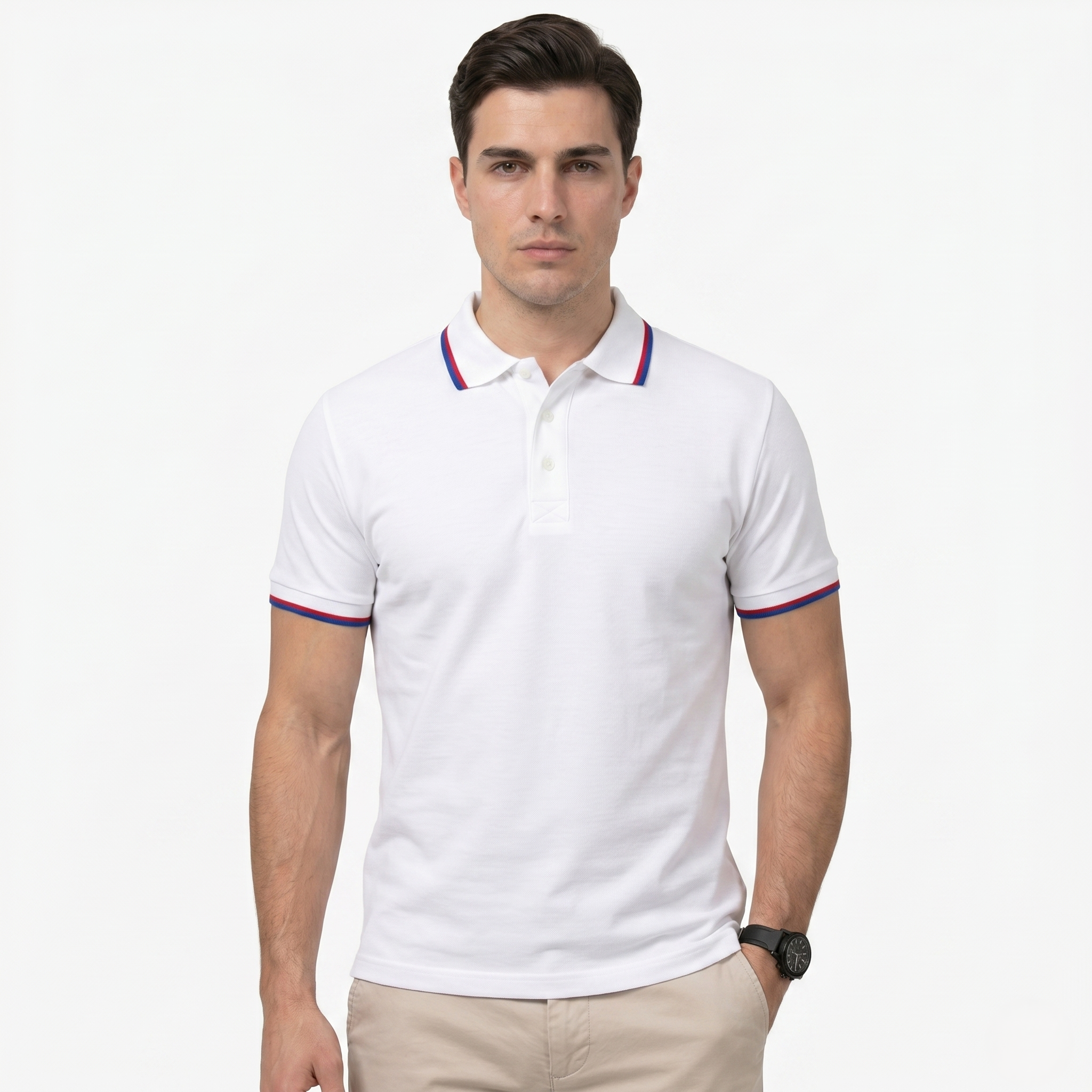 Oldevaine | Men's Contrast Trim Short Sleeve Polo Shirt