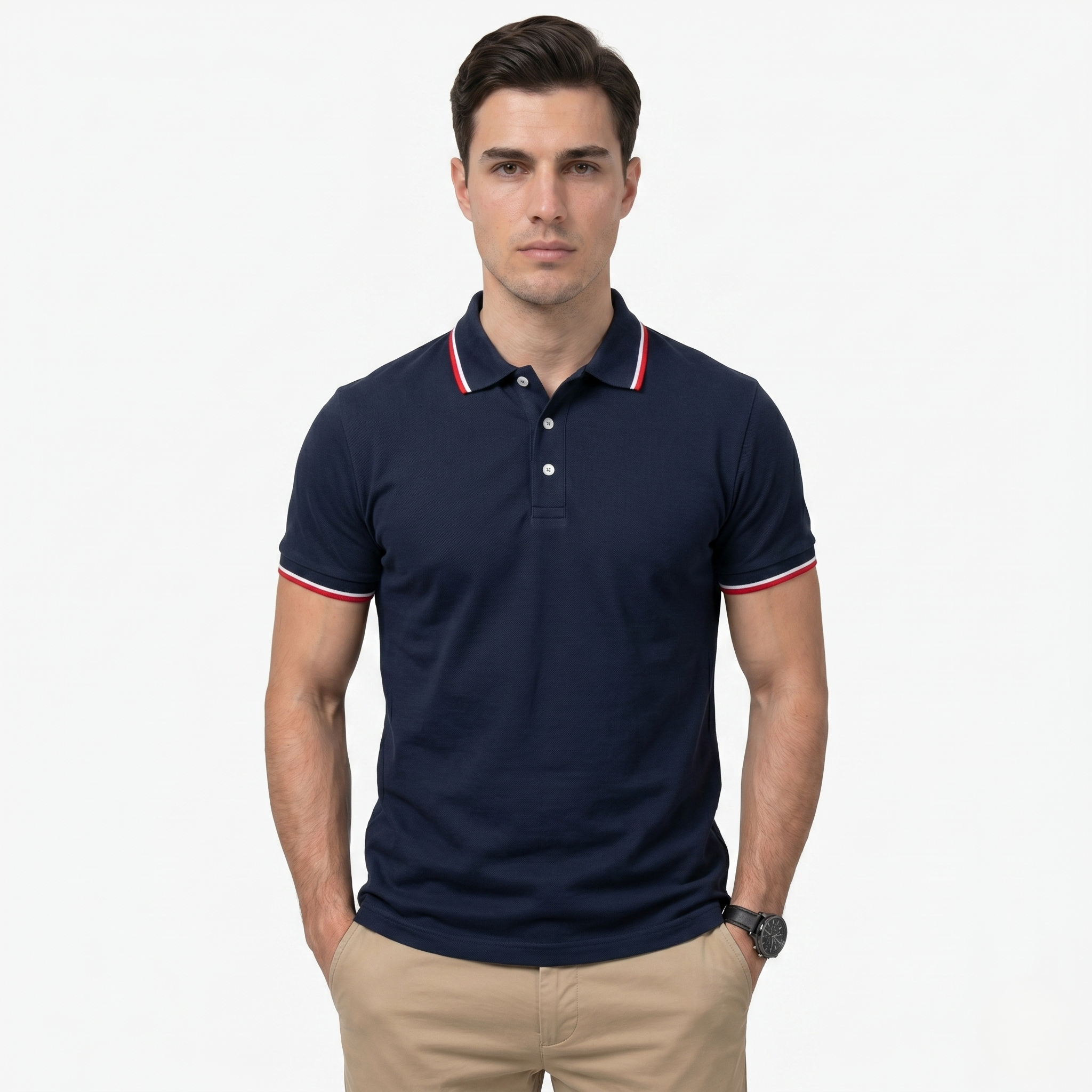 Oldevaine | Men's Contrast Trim Short Sleeve Polo Shirt