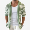 Oldevaine | Men's Cotton Striped Polo Shirt Knitted