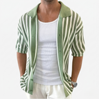 Oldevaine | Men's Cotton Striped Polo Shirt Knitted