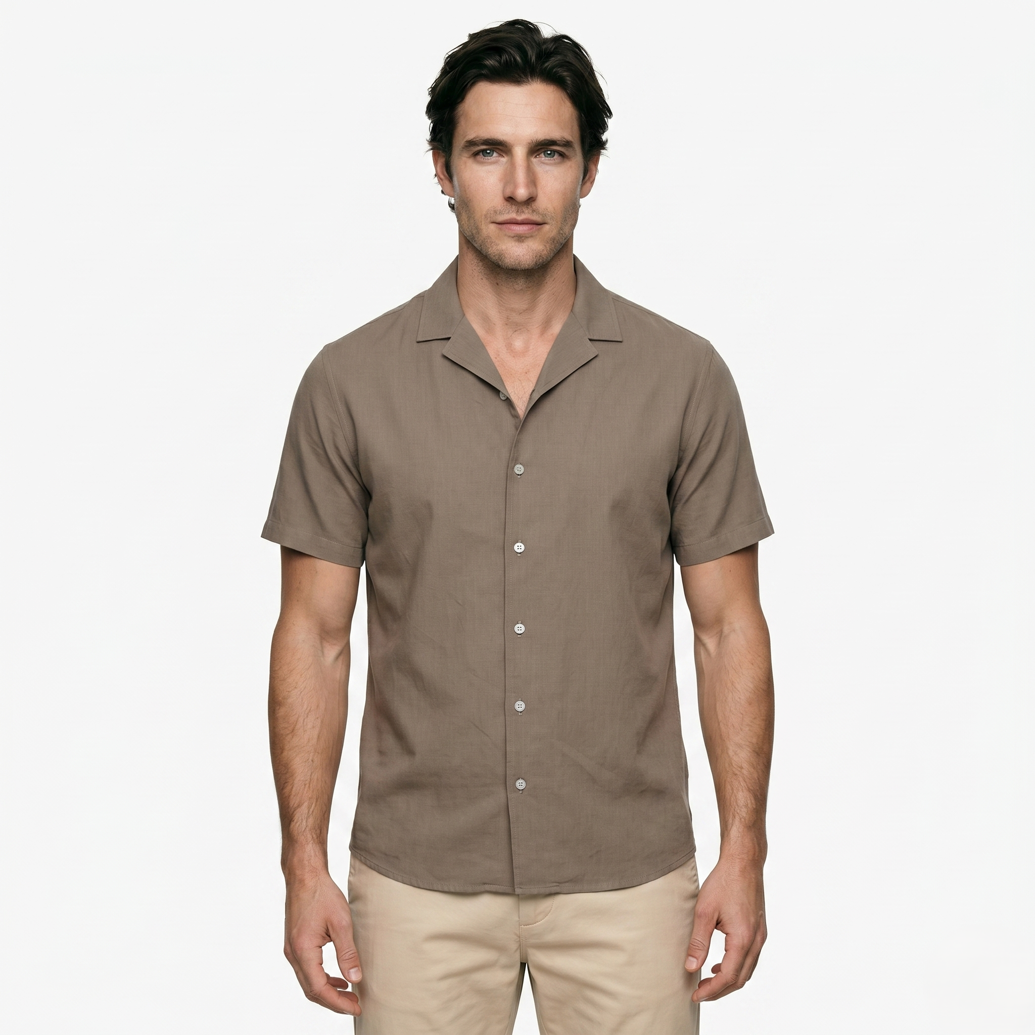 Oldevaine | Men's Short Sleeve Button Up Shirt Lapel Collar