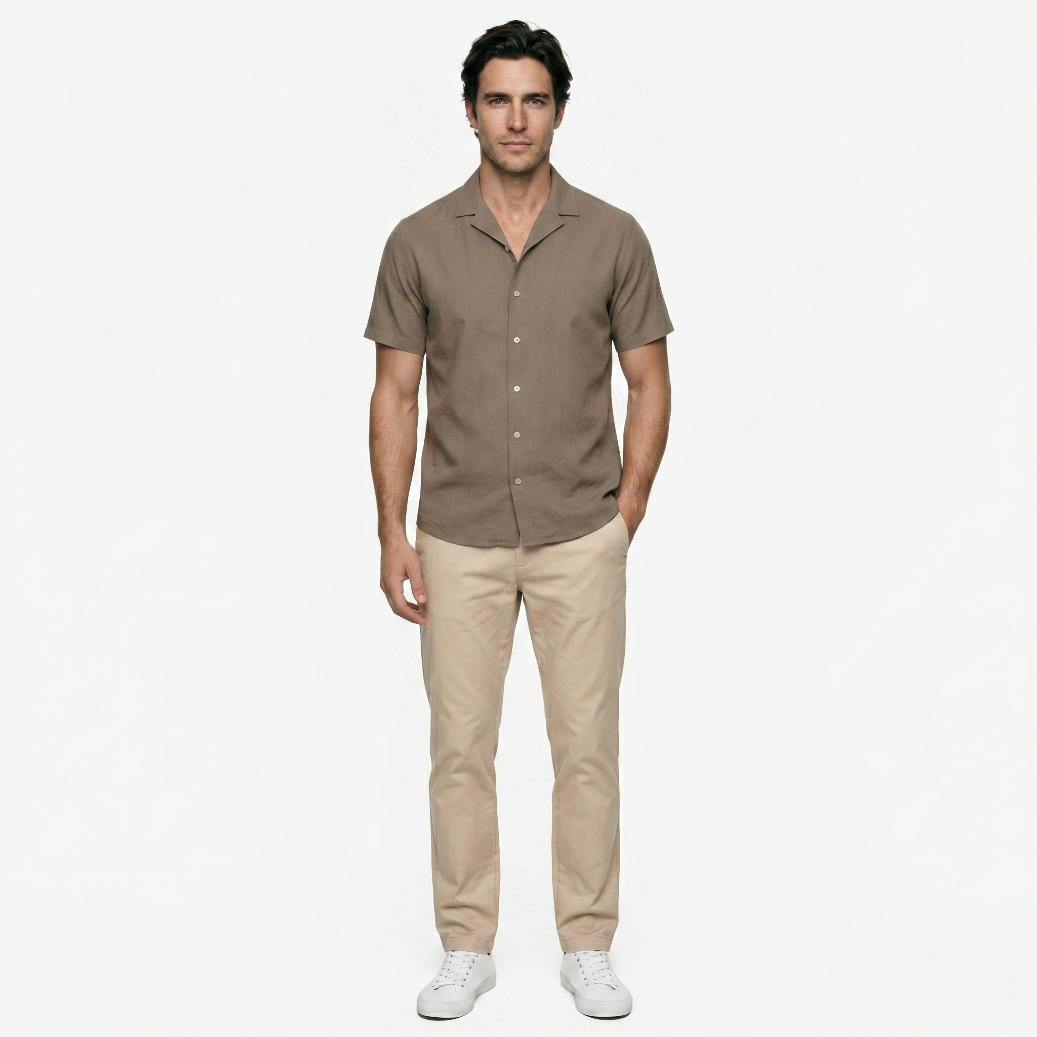 Oldevaine | Men's Short Sleeve Button Up Shirt Lapel Collar