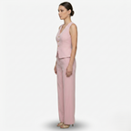 Oldevaine | Two-Piece Sleeveless V-Neck Vest Top and Wide-Leg Pants Set