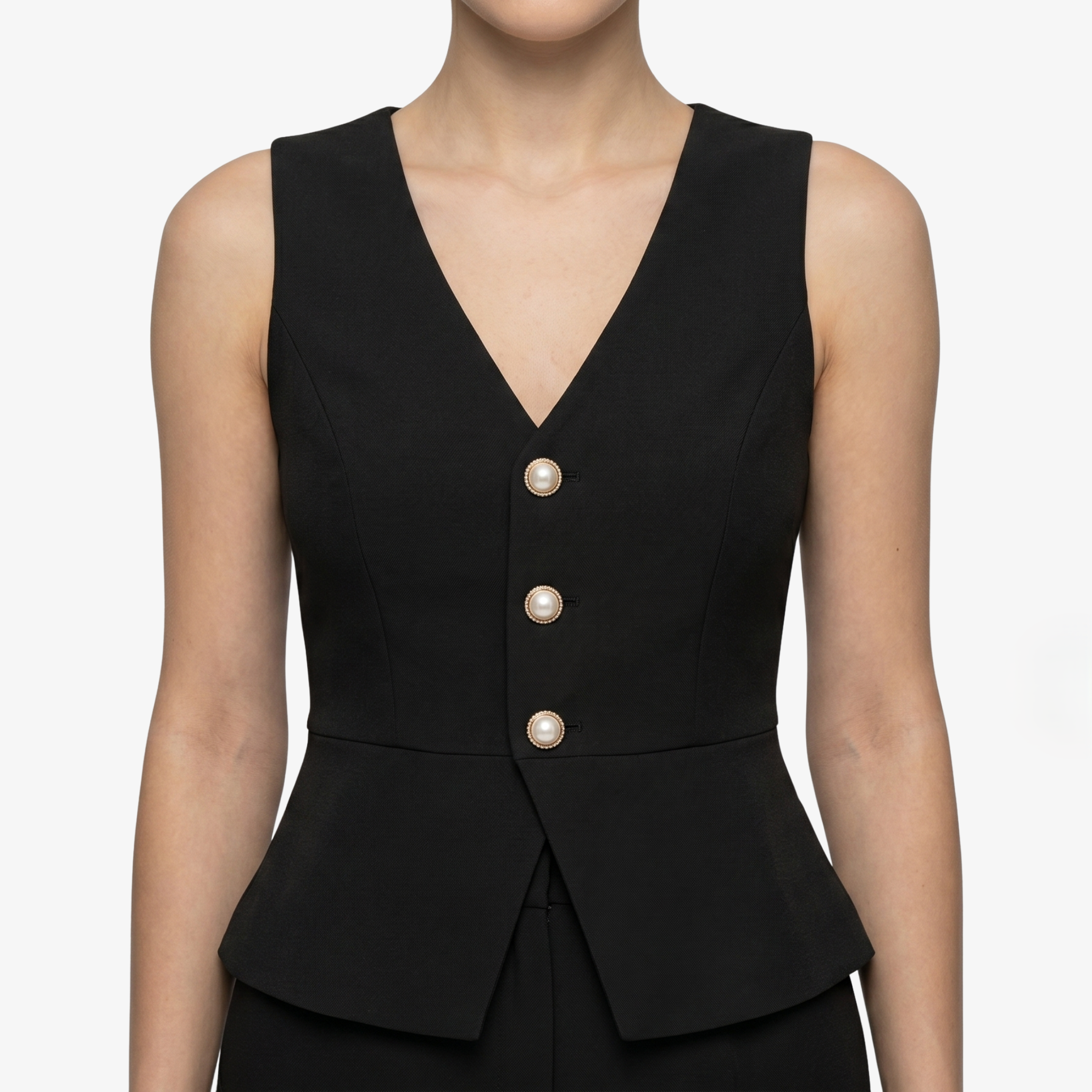 Oldevaine | Two-Piece Sleeveless V-Neck Vest Top and Wide-Leg Pants Set