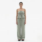 Oldevaine | Two-Piece Strapless Top and Wide-Leg Pants Set