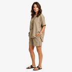 Oldevaine | Two Piece High-Low Hem Top and Linen Blend Shorts Set