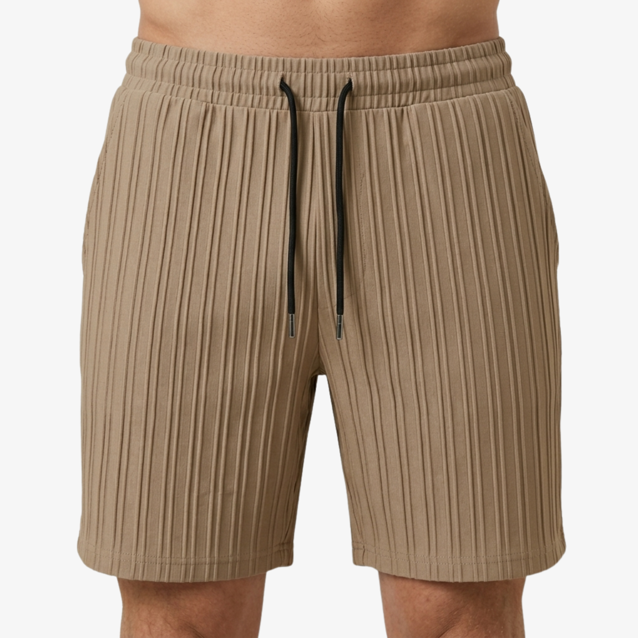 Oldevaine | Two Piece Pleated Textured Button Shirt and Shorts Set