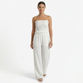 Oldevaine | Two Piece Shirred Bandeau Top and Wide Leg Trousers Set