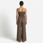 Oldevaine | Two Piece Shirred Bandeau Top and Wide Leg Trousers Set