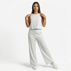 Oldevaine | Two Piece Classic Sleeveless Round Neck Wide Leg Trousers Set