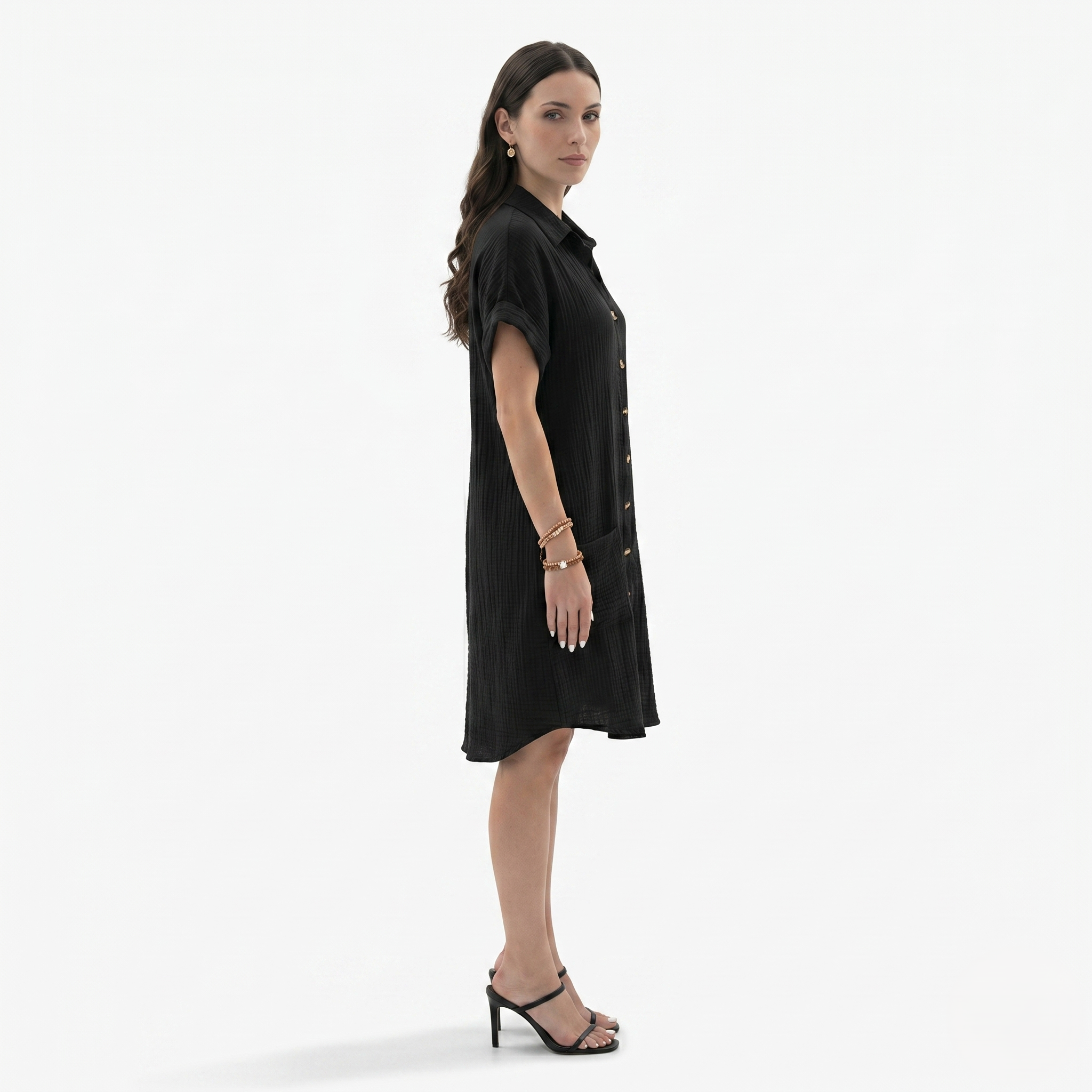 Oldevaine | Women’s Button Down Shirt Dress Collared with Pockets