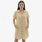 Oldevaine | Women’s Button Down Shirt Dress Collared with Pockets