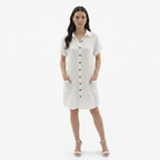 Oldevaine | Women’s Button Down Shirt Dress Collared with Pockets