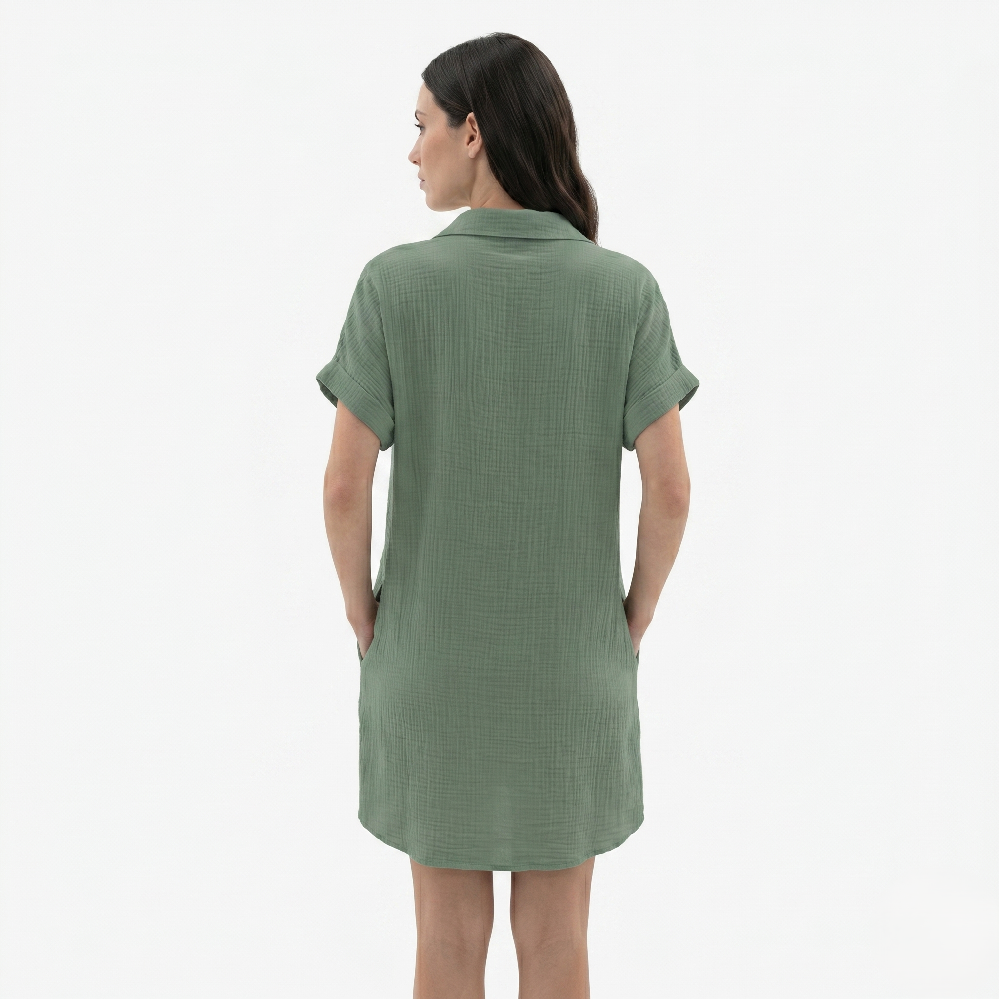 Oldevaine | Women’s Button Down Shirt Dress Collared with Pockets