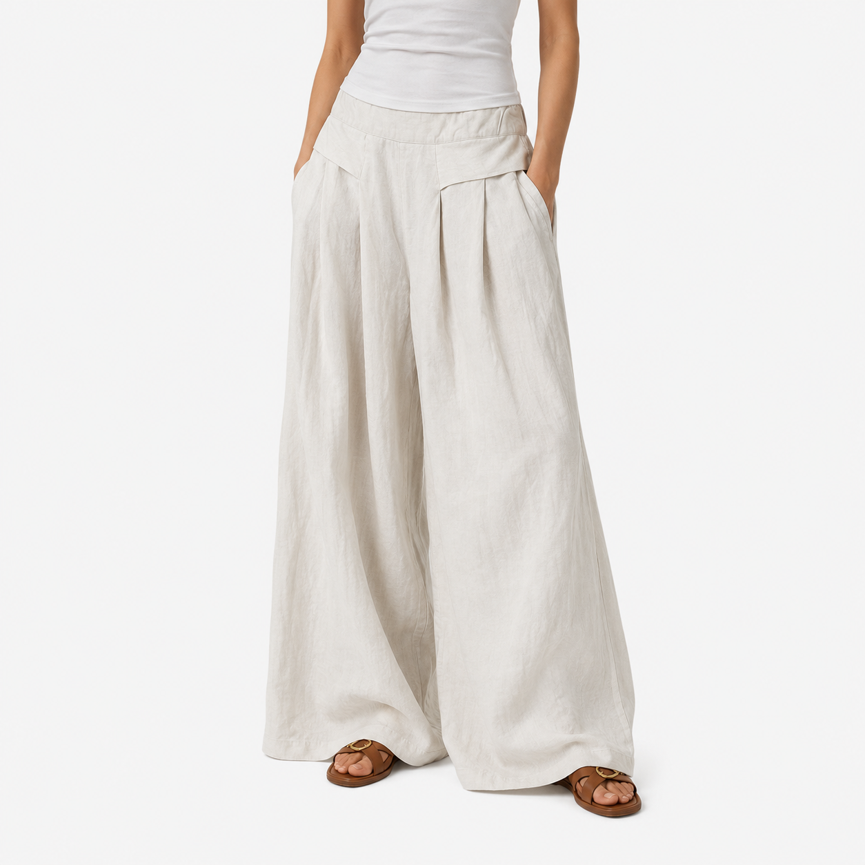 Oldevaine | Women's High Waist Wide Leg Palazzo Trousers