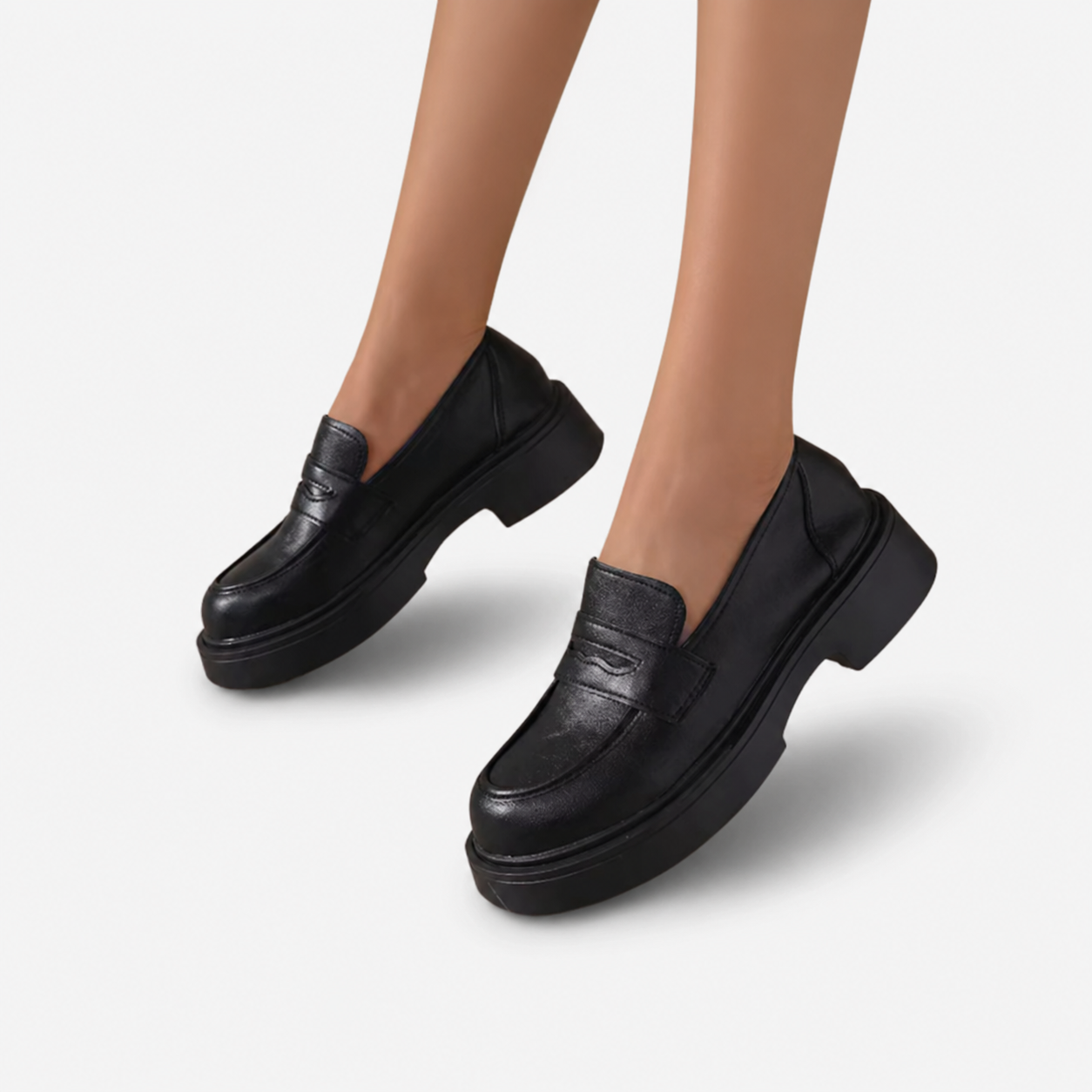 Oldevaine | Women's Leather Platform Loafers Slip On Penny Shoes