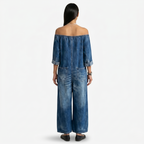 Oldevaine | Women’s Off-Shoulder Wide-Leg Jumpsuit with Pockets