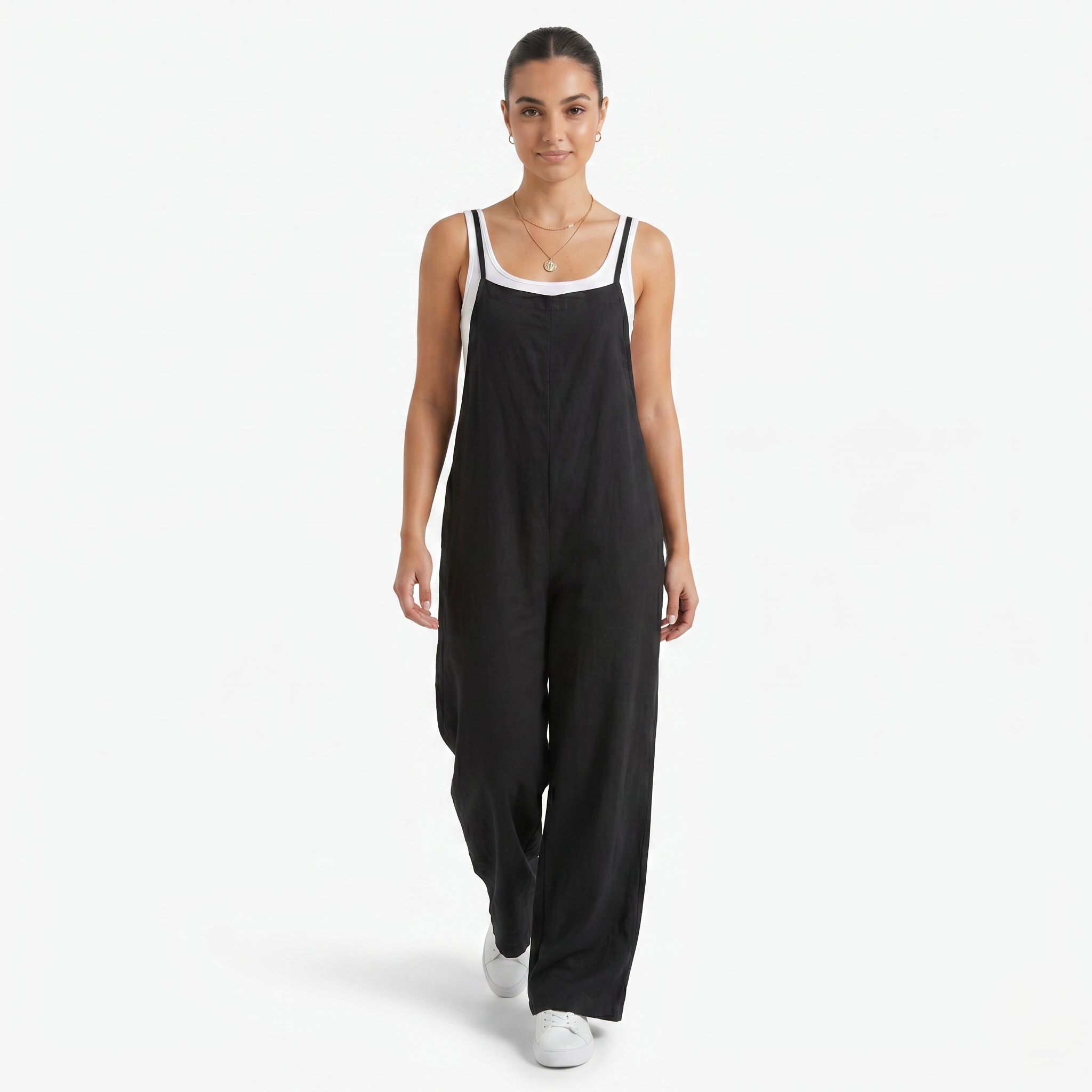 Oldevaine | Women's Sleeveless Wide Leg Casual Jumpsuit with Spaghetti Straps