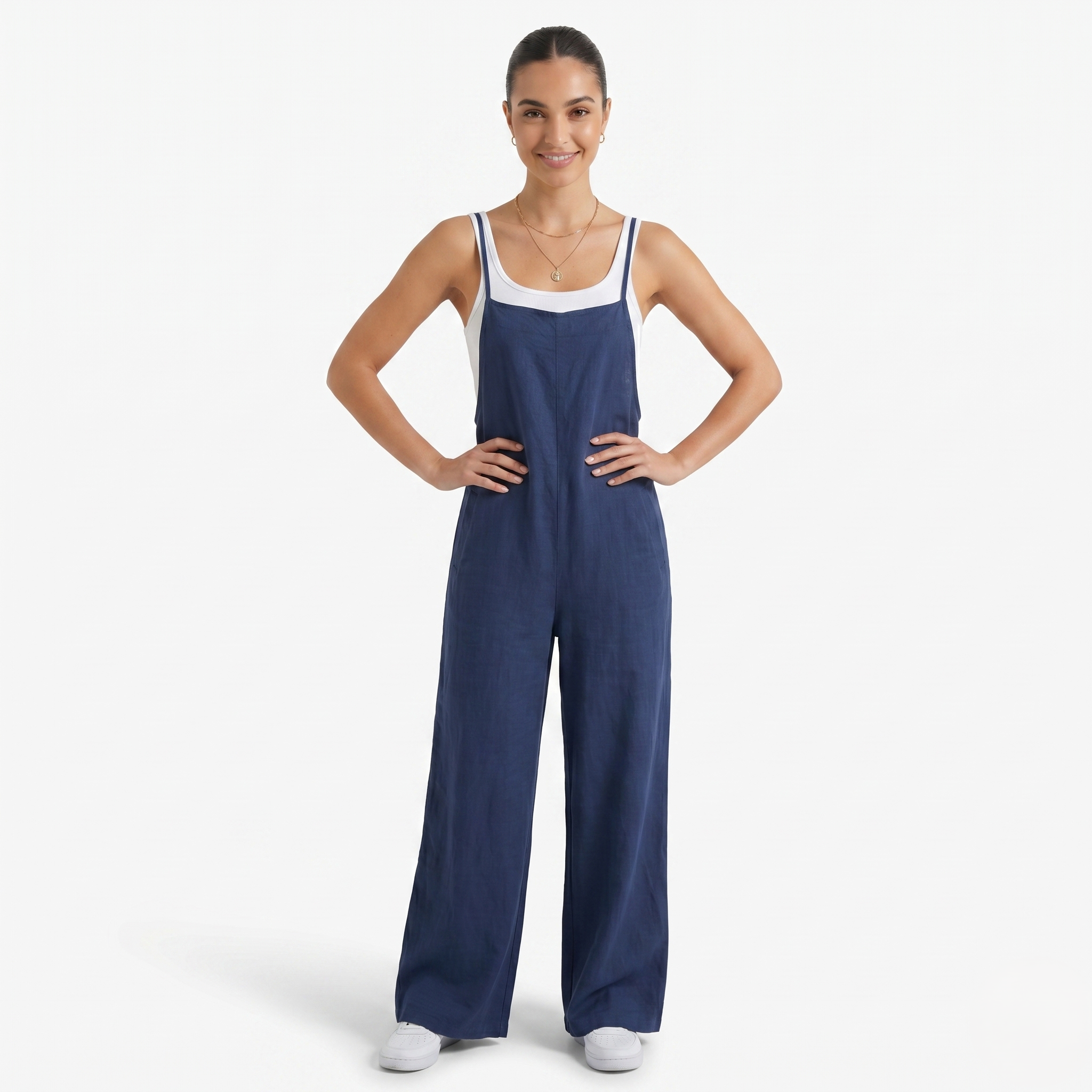 Oldevaine | Women's Sleeveless Wide Leg Casual Jumpsuit with Spaghetti Straps