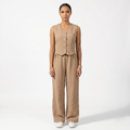 Oldevaine | Women's Two Piece Co Ord Set Wide Leg Trousers Button Front Top
