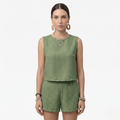Oldevaine | Women's Two Piece Set Crew Neck Sleeveless Top and Shorts