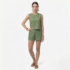Oldevaine | Women's Two Piece Set Crew Neck Sleeveless Top and Shorts