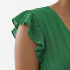 Oldevaine | Women’s V-Neck Flutter Sleeve Maxi Dress Smocked Waist Ruffle Hem
