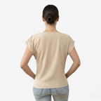 Oldevaine | Women's V Neck Short Sleeve Wrap Front Blouse Top