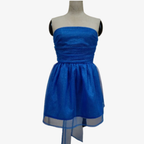 Oldevaine | Women’s Strapless Glitter Mini Dress Ruched Bow Back Detail