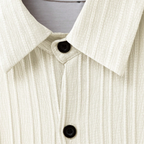 Oldevaine | Two Piece Pleated Textured Button Shirt and Shorts Set